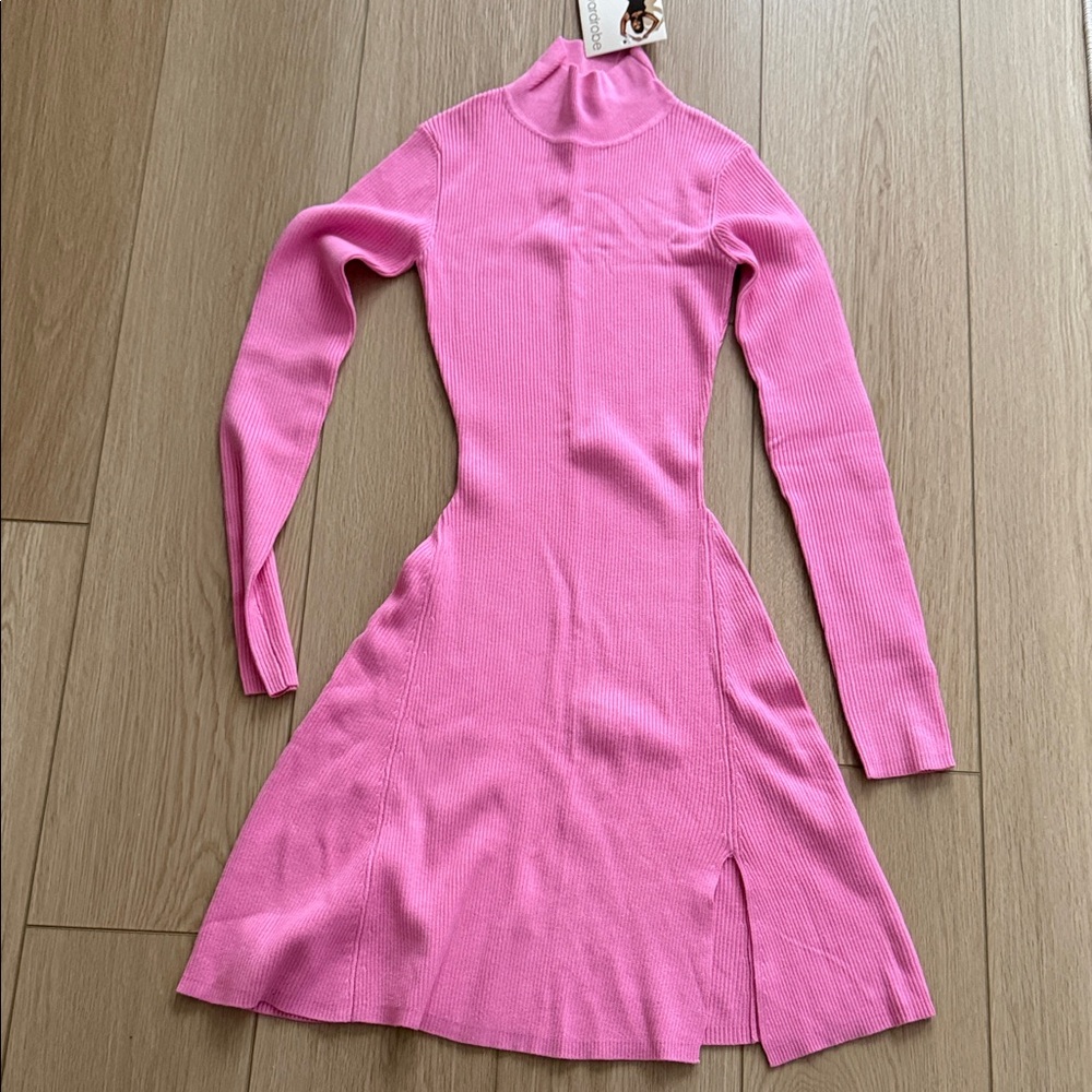 Naked Wardrobe Vibrant Pink Long Sleeve Dress